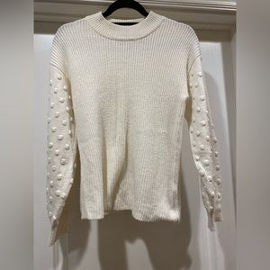 Cece Puff Sleeve Bobble Ribbed Sweater S